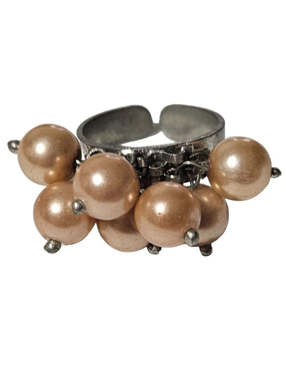 Vintage Cluster Ring Faux Pearl Retro Glam 50s 60s Cocktail Fashion Jewelry